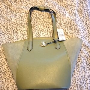 NWT Michael Kors Portia Large Tote (leather and suede, Army Green)